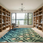 Modern Oceanic Grid Wave Gradient Rug