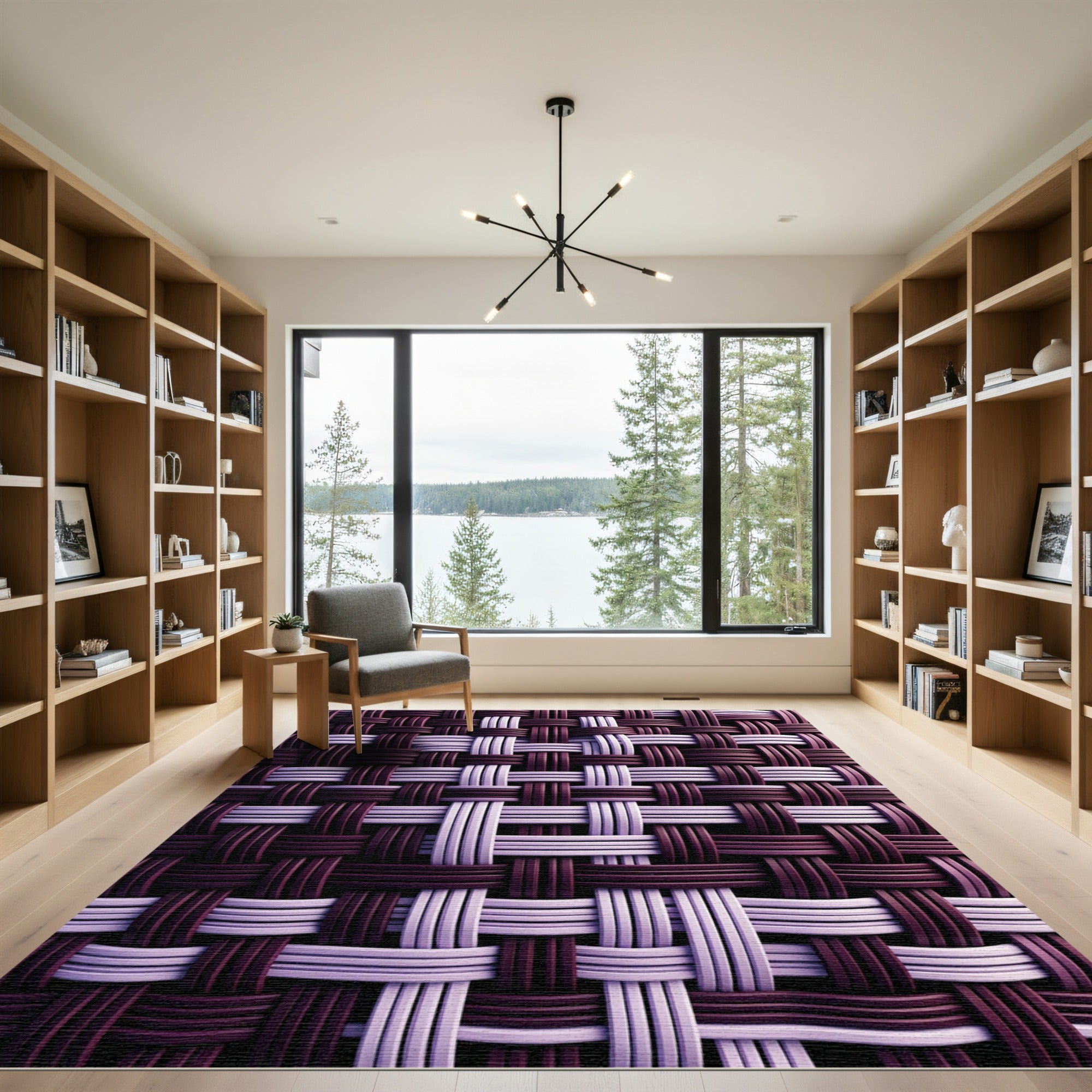Plum Lilac Woven Stripe Rug