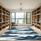 Blue Misty Mountain River Abstract Rug