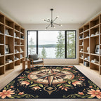 Vintage Compass Floral Border Rug
