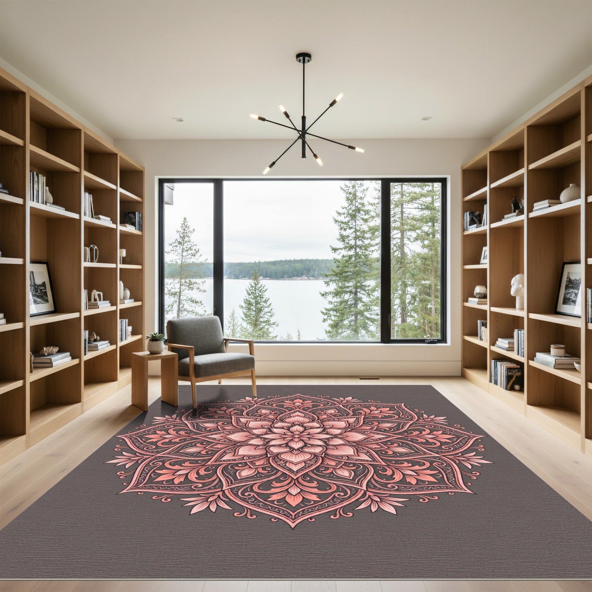 Coral Pink Mandala Floral Bloom Rug