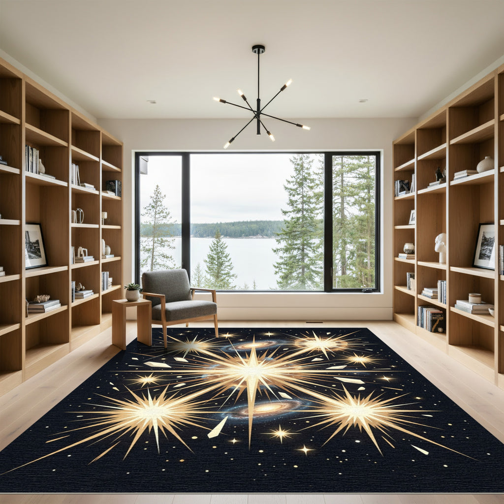 Golden Starburst Galaxy Cosmic Explosion Rug