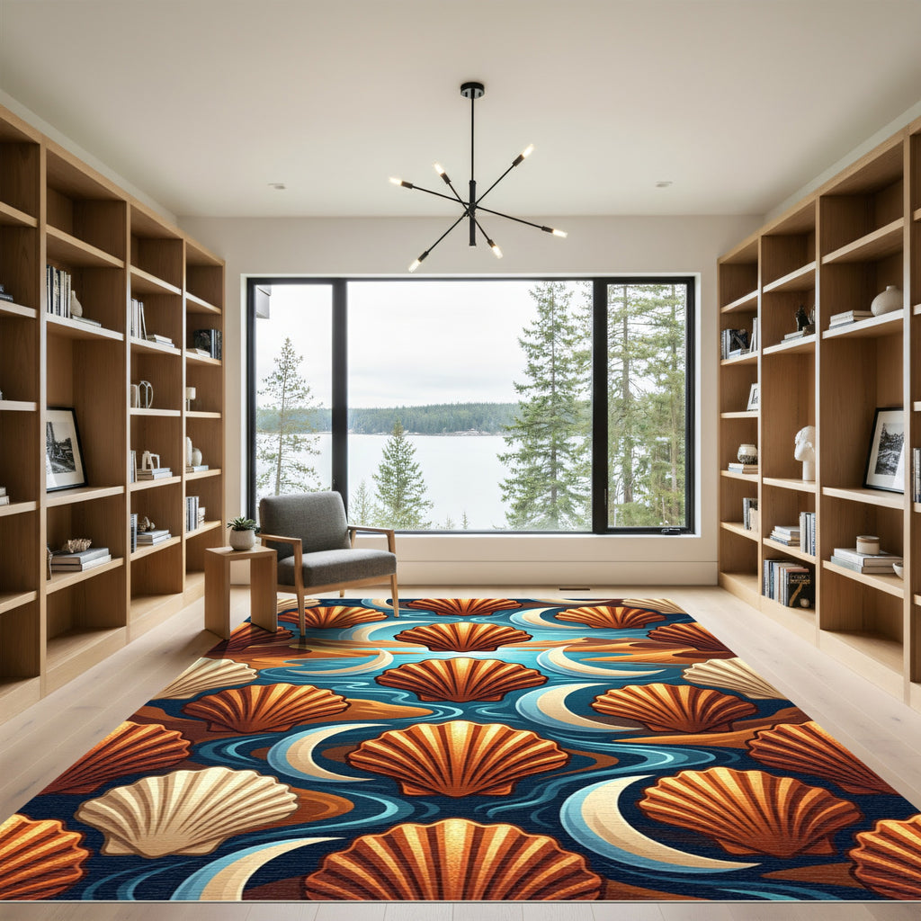 Amber Scallops Crescent Moon Ocean Rug