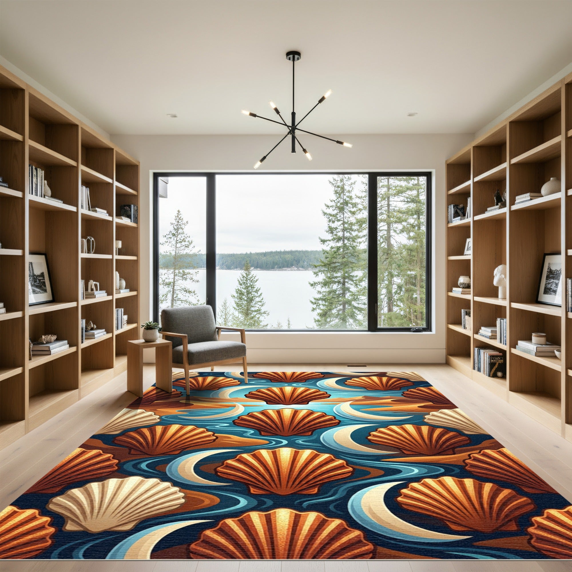 Amber Scallops Crescent Moon Ocean Rug