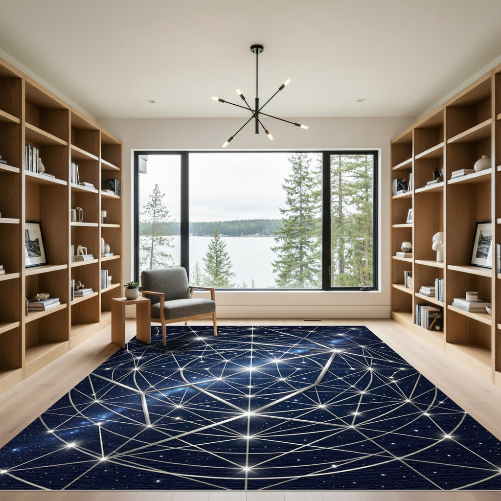 Celestial Geometric Starry Constellation Rug