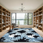 Abstract Black Bull Ink Splash Rug