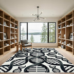 Black DNA Helix Abstract Art Rug