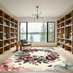 Vintage Rose Floral Garland Wreath Rug