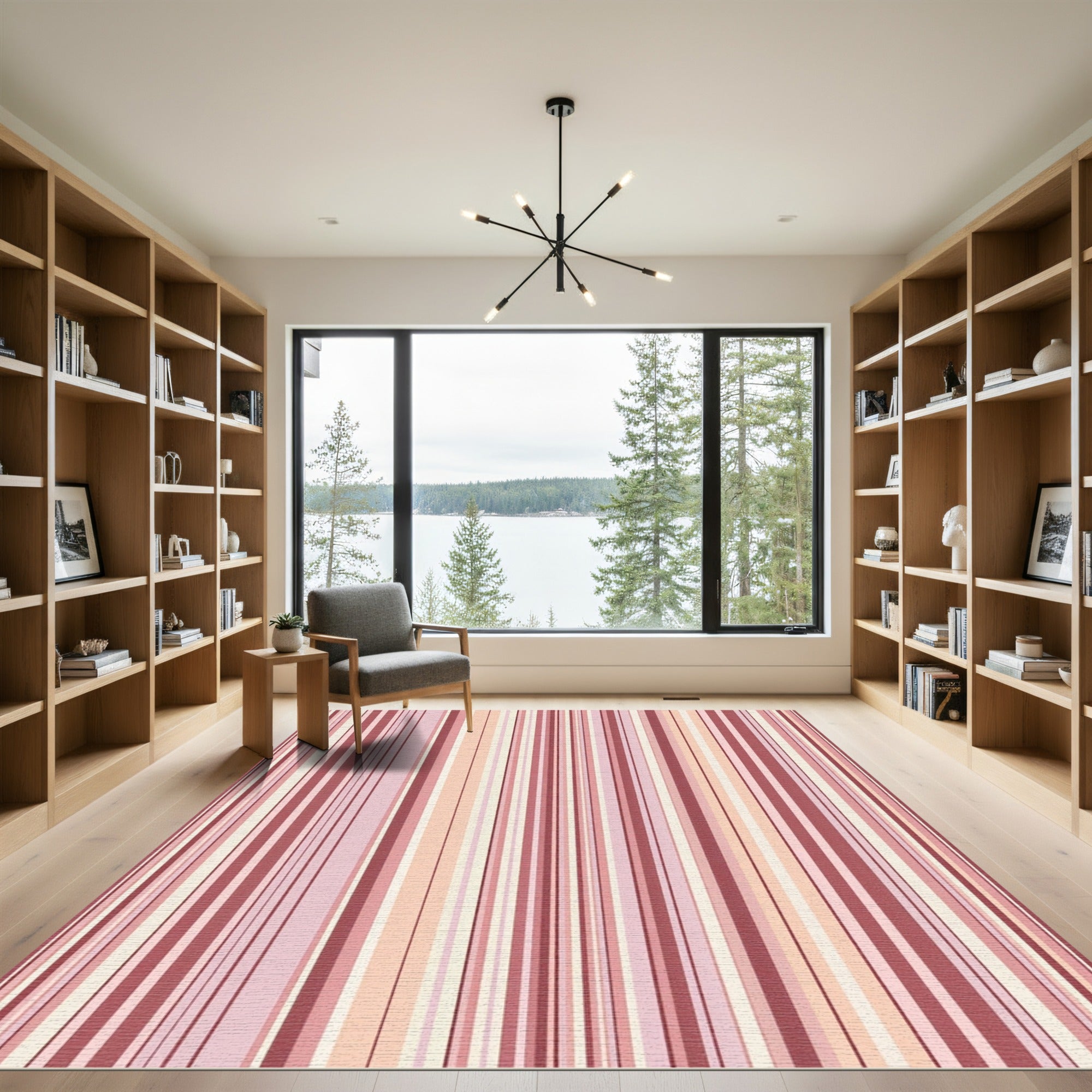 Blush Pink Striped Texture Lines Rug