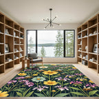 Whimsical Meadow Honey Bee Wildflower Garden Rug