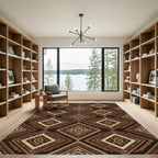 Elegant Brown Earthy Geometric Diamond Rug