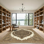 Golden Paisley Medallion Ornate Rug