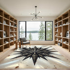 Metallic Silver Ornate Star Compass Rug