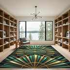 Emerald Gold Art Deco Sunburst Rug