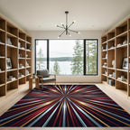 Radiant Red Gold Silver Sunburst Rug