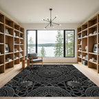 Dark Gray Intricate Geometric Medallion Rug