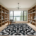 Monochromatic Geometric Starburst Mandala Rug