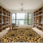 Black Sunburst Spots Ochre Rug