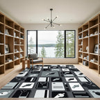 Modern Minimalist Monochrome Sports Whistle Grid Rug