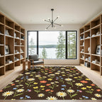 Brown Woodland Meadow Floral Bouquet Rug