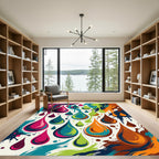 Bright Colorful Droplet Splash Rug