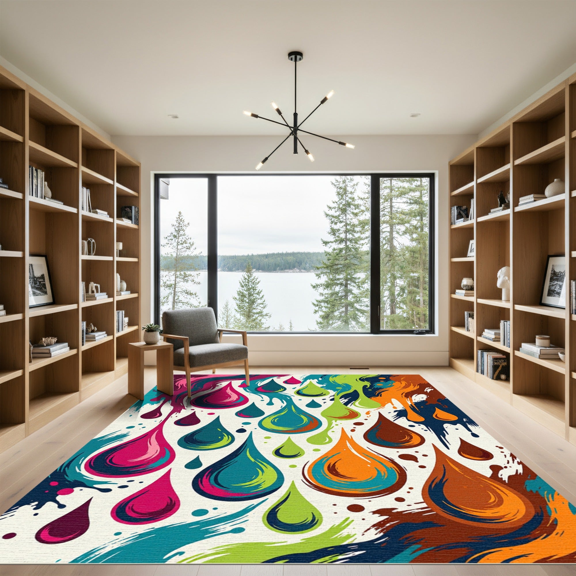 Bright Colorful Droplet Splash Rug