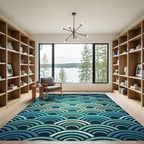 Ocean Wave Teal Arch Rug