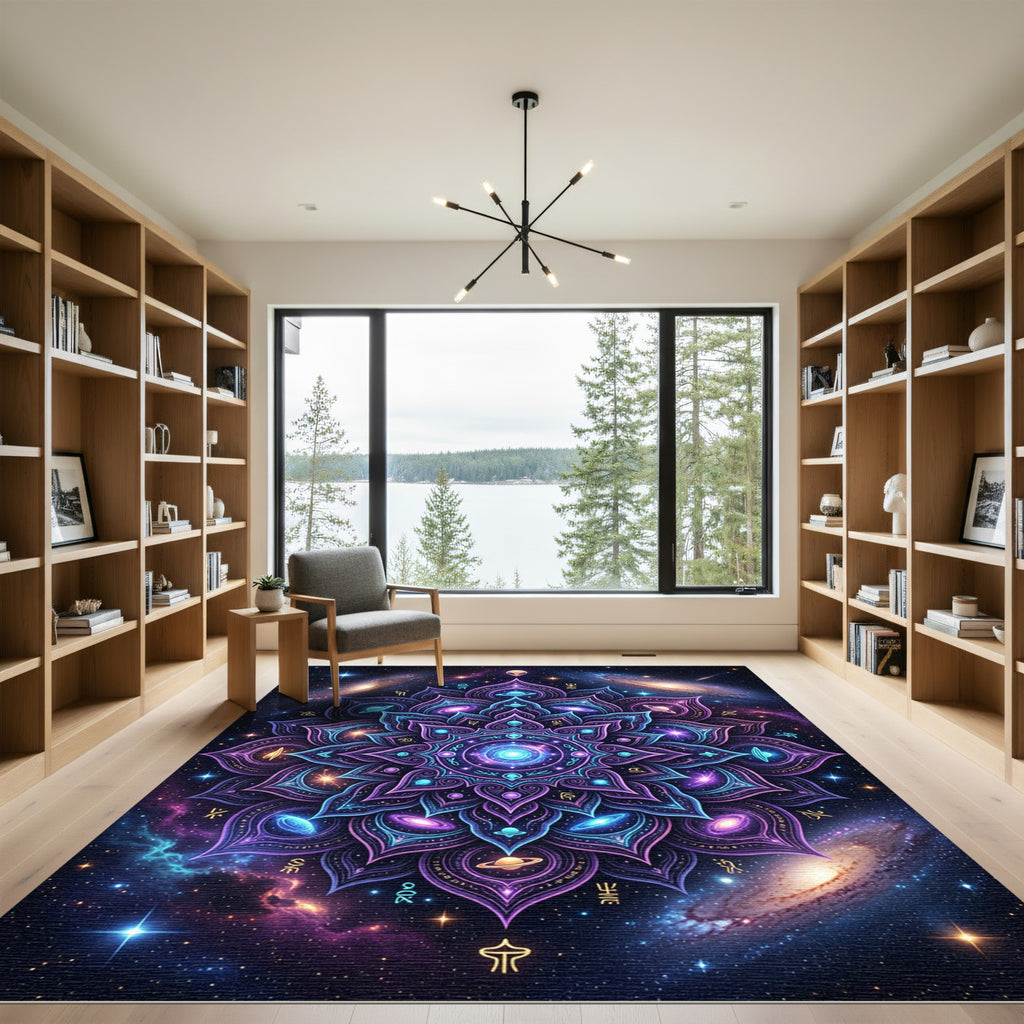 Celestial Cosmic Mandala Galaxy Nebula Rug