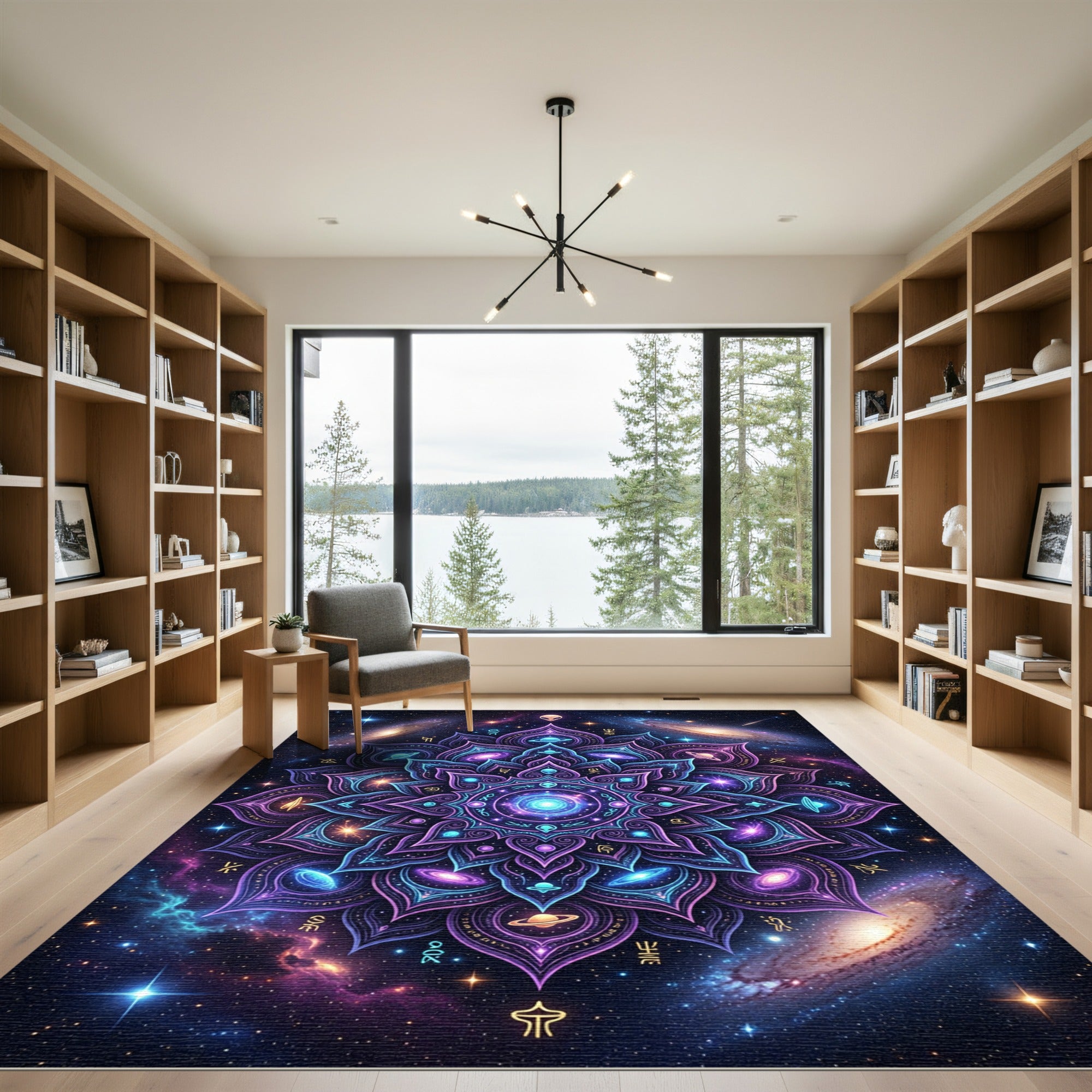 Celestial Cosmic Mandala Galaxy Nebula Rug