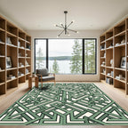 Sage Green Geometric Interlocking Maze Rug
