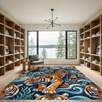 Bold Tiger Swirl Aquatic Scene Rug