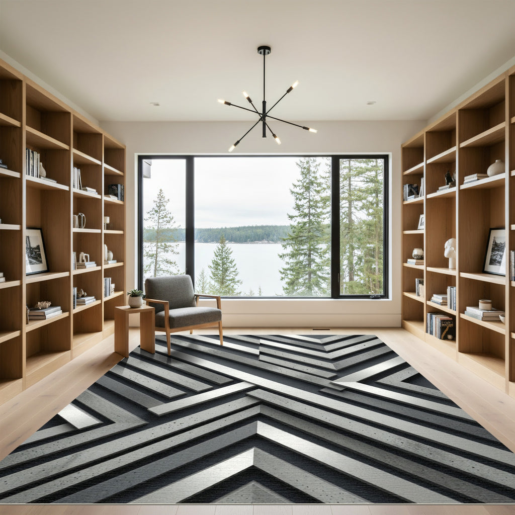 Modern Gray Intersecting Lines Rug