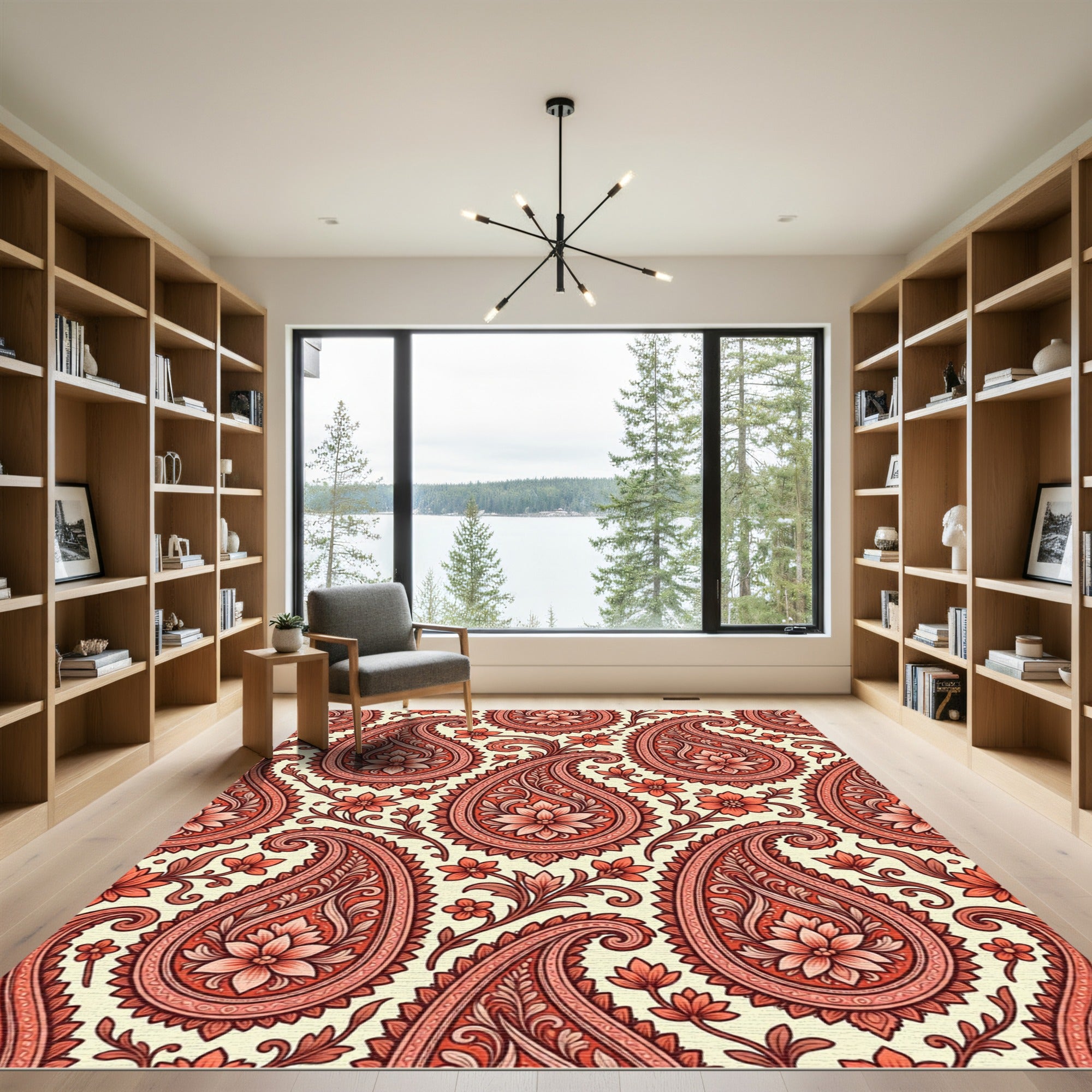 Coral Paisley Floral Medallion Rug