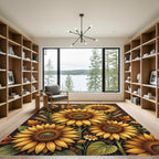 Golden Sunflowers Autumn Wheat Garden Rug