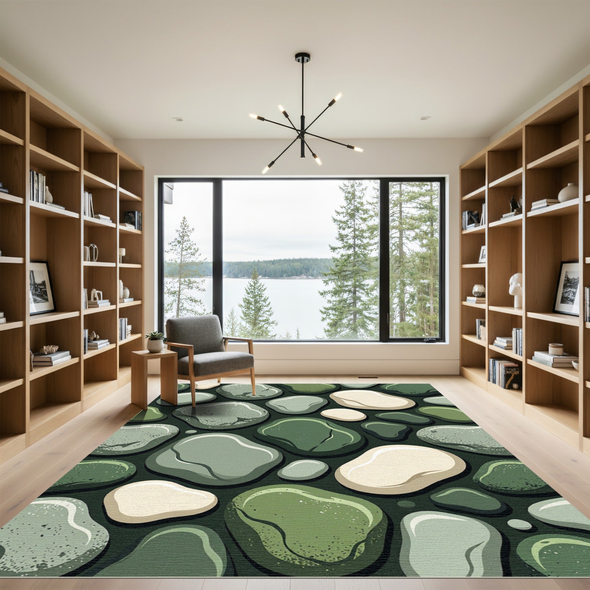 Pebble Nature Inspired Abstract Art Rug