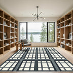 Dark Gray Architectural Window Grid Rug