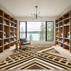Geometric Brown Angular Linear Grid Rug