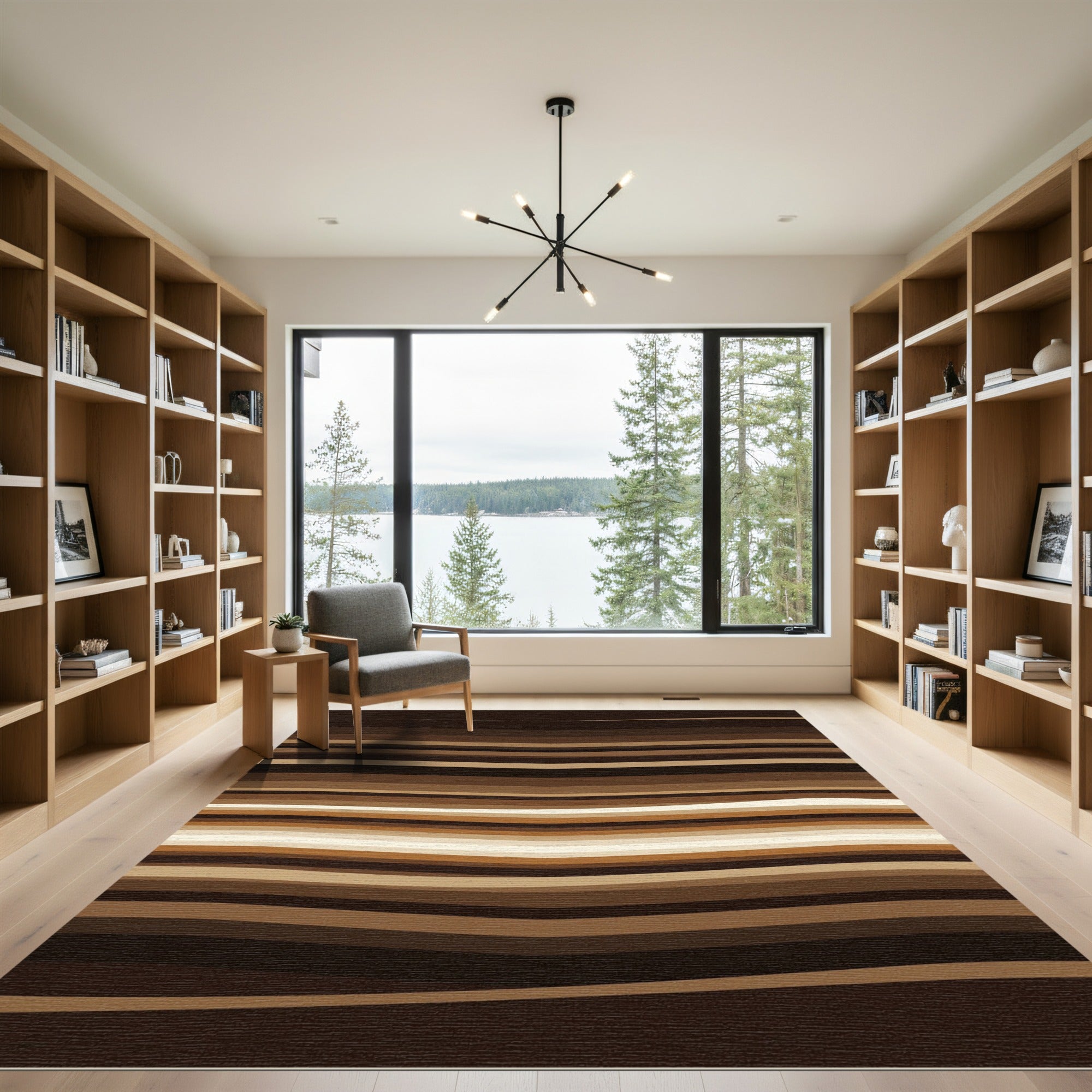 Earthy Bronze Wavy Linear Horizon Rug