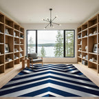 Sophisticated Navy and Silver Chevron Rug