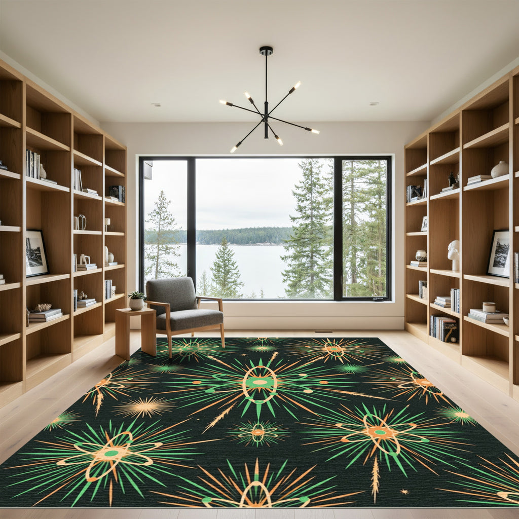 Atomic Retro Starburst Sage Gold Rug