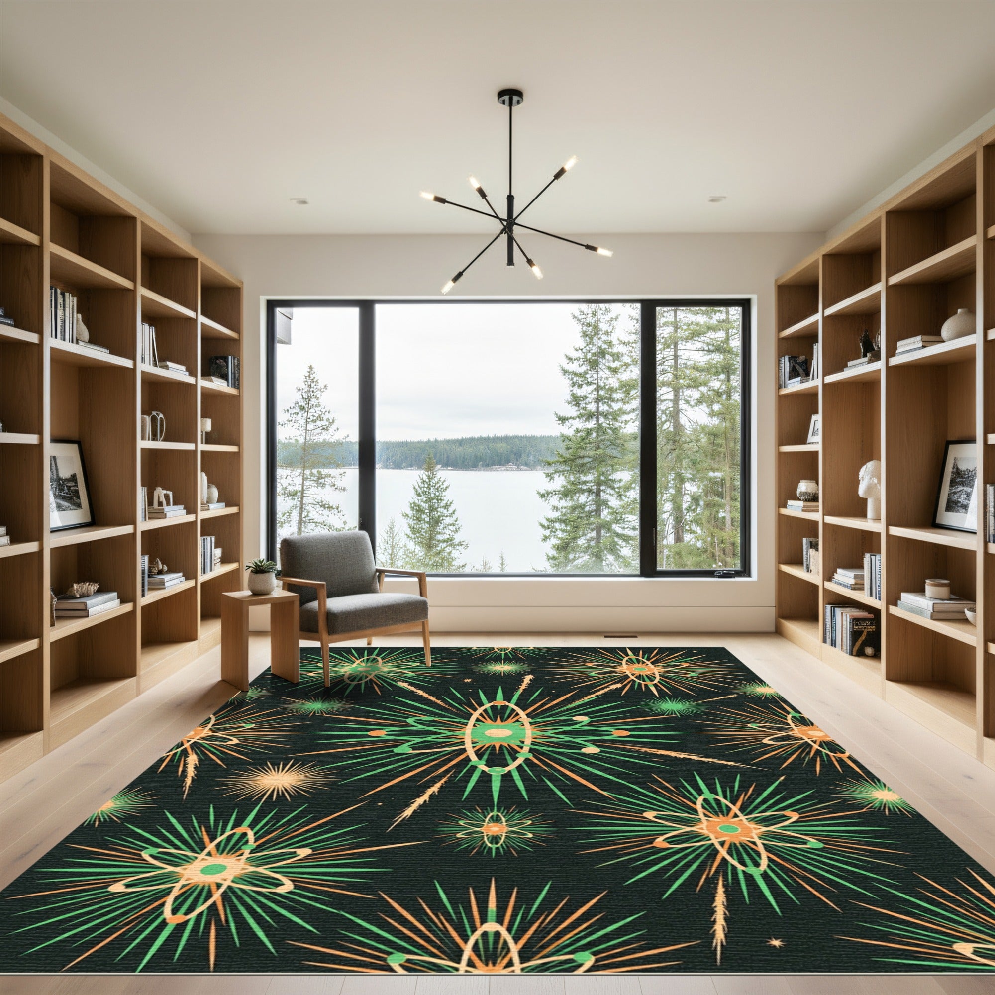 Atomic Retro Starburst Sage Gold Rug