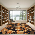 Terracotta Isometric Ziggurat Geometric Earth Rug