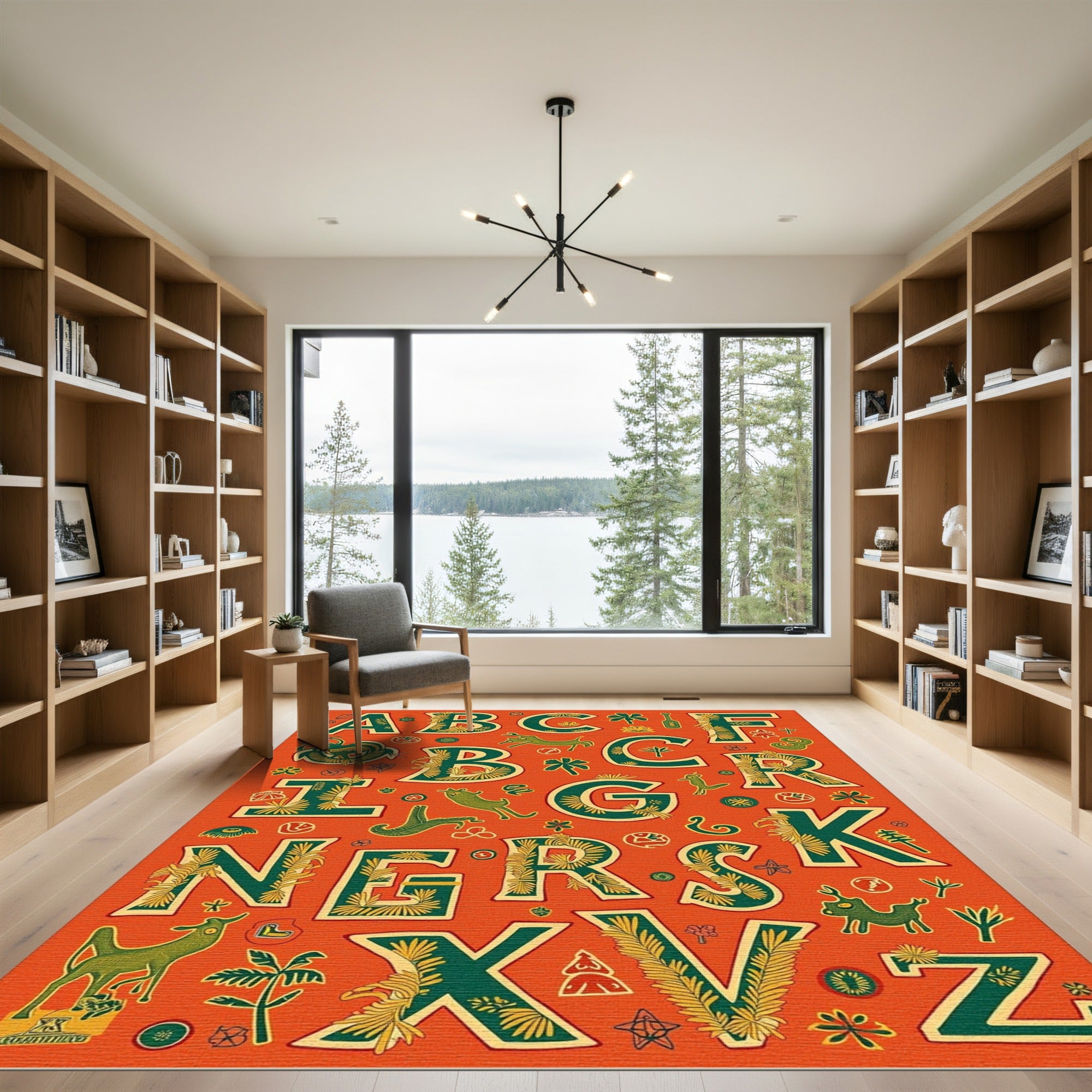Whimsical Animal Alphabet Garden Rug