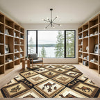 Golden Desert Nomad Geometric Diamond Tile Rug