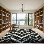 Monochrome Ikat Arrow Chevron Geometric Rug
