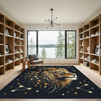 Golden Celestial Lion Constellation Art Rug