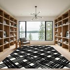 Black and White Intersecting Gingham Rug