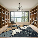 Cracked Stone Geometric Color Block Accent Rug