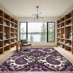 Rich Plum Paisley Floral Medallion Rug
