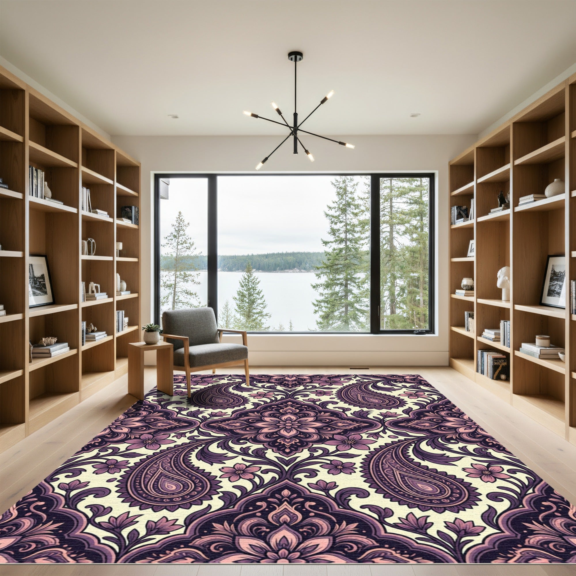 Rich Plum Paisley Floral Medallion Rug